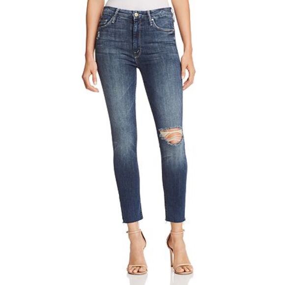 MOTHER High Waisted Looker Ankle Fray Close to the Edge Jeans - Picture 1 of 9